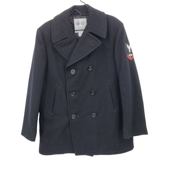 Vintage U.S. Navy Peacoat 42R Wool Mens Jacket 2nd Class Petty Officer Overcoat - Picture 1 of 11